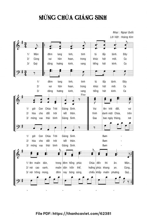 Mừng Chúa Giáng Sinh - Lm. Hoàng Kim (Nhạc Ngoại, lời Việt) - trang 1