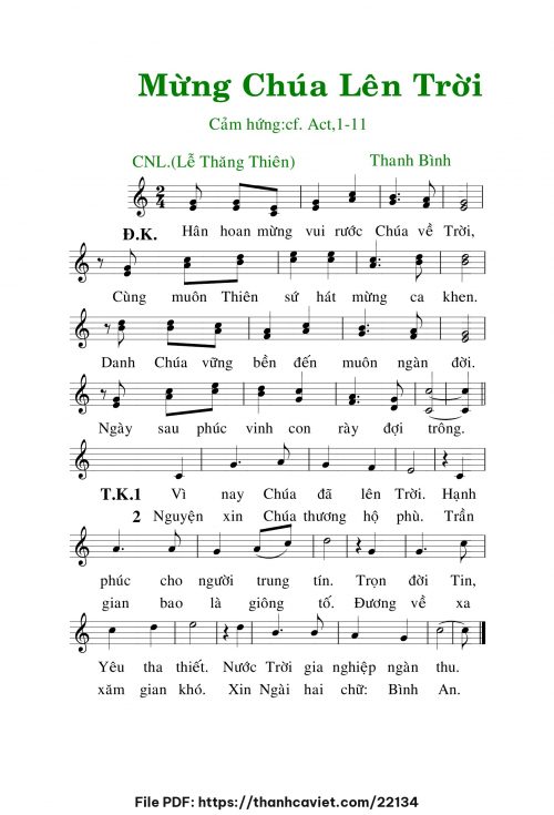 Mừng Chúa lên Trời - Lm. Thanh Bình - trang 1