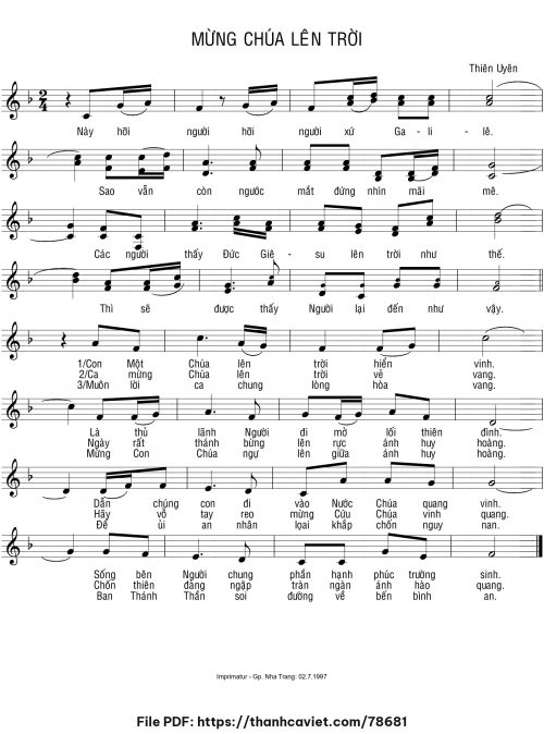 Mừng Chúa lên trời - Sr. Thiên Uyên - trang 1