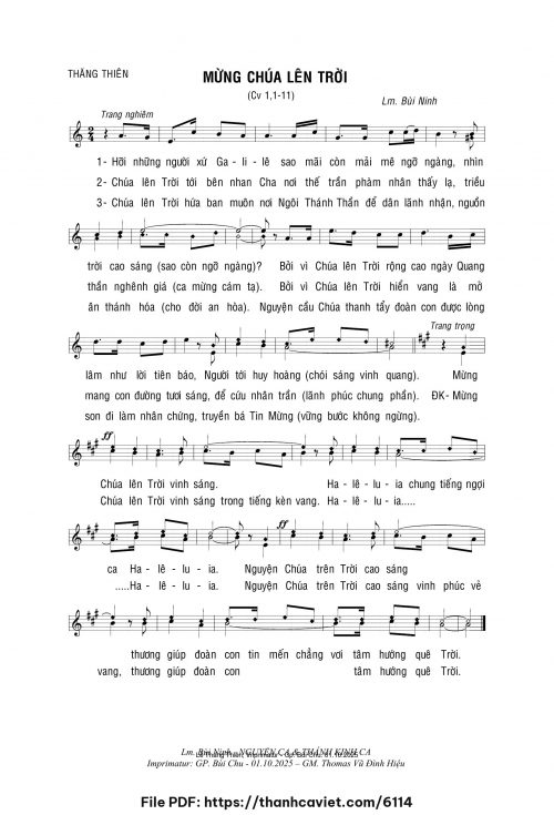 Mừng Chúa lên trời - Lm. Bùi Ninh - trang 1