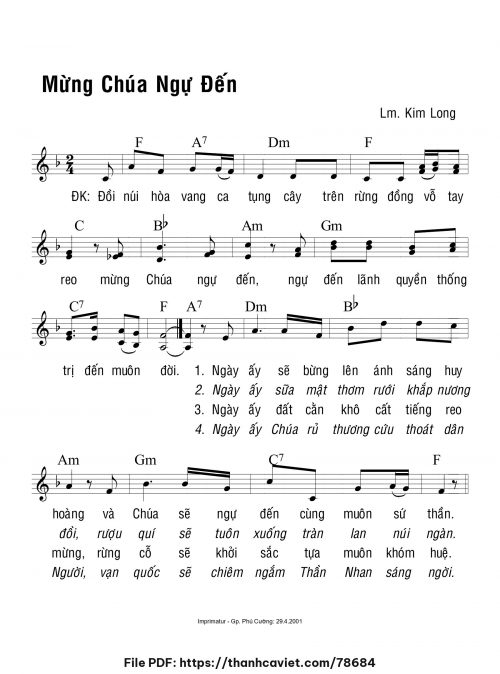 Mừng Chúa ngự đến - Lm. Kim Long - trang 1