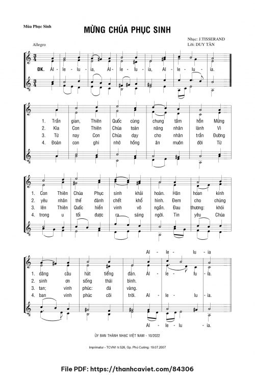Mừng Chúa Phục Sinh - Duy Tân (Nhạc Ngoại, lời Việt) - trang 1