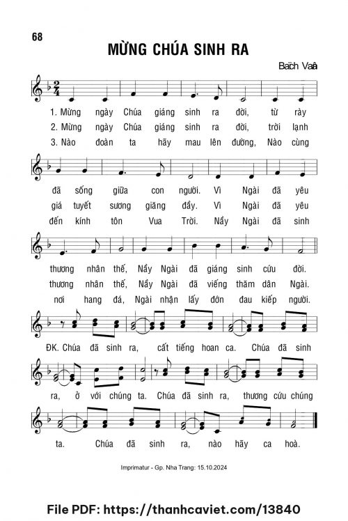 Mừng Chúa sinh ra - Lm. Bạch Vân - trang 1