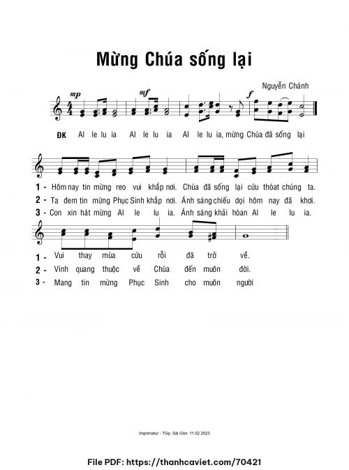 Mừng Chúa sống lại - Nguyễn Chánh - trang 1