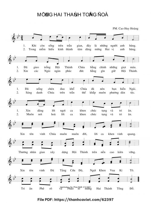 Mừng hai Thánh Tông đồ - Cao Huy Hoàng - trang 1