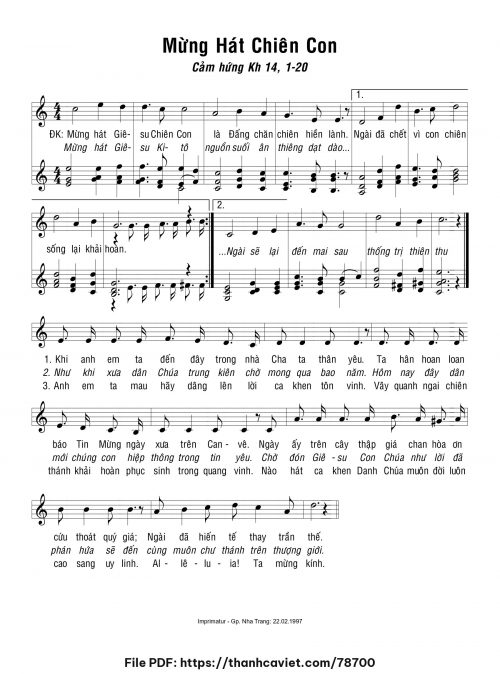 Mừng hát Chiên Con - Lm. Thành Tâm - trang 1