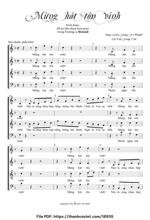 Mừng hát tôn vinh - Lm. Giang Tâm - trang 1