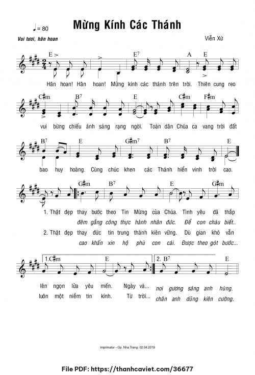 Mừng kính các Thánh - Viễn Xứ - trang 1