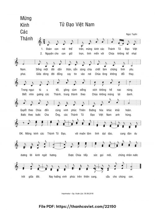 Mừng kính Các Thánh Tử Đạo Việt Nam - Ngọc Tuyên - trang 1