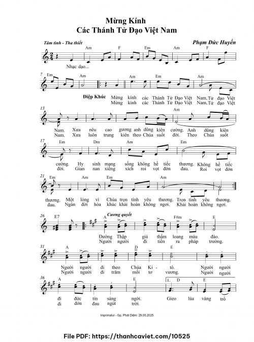Mừng kính các Thánh Tử Đạo Việt Nam - Phạm Đức Huyến - trang 1