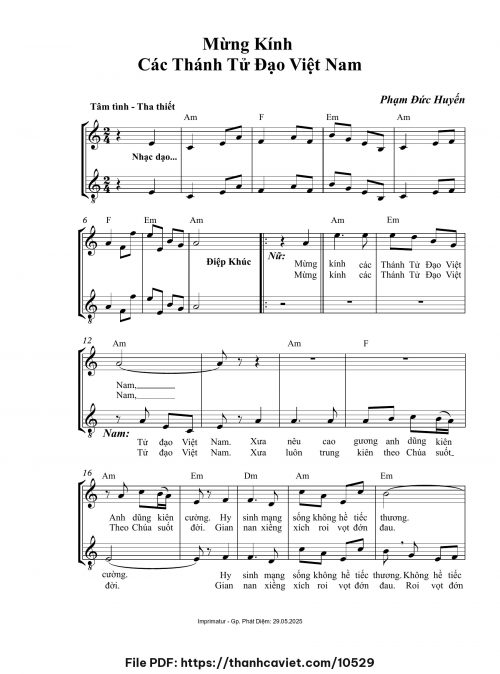 Mừng kính các Thánh Tử Đạo Việt Nam [4 bè] - Phạm Đức Huyến - trang 1