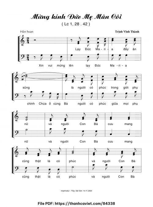 Mừng kính Đức Mẹ Mân Côi - Trịnh Vĩnh Thành - trang 1