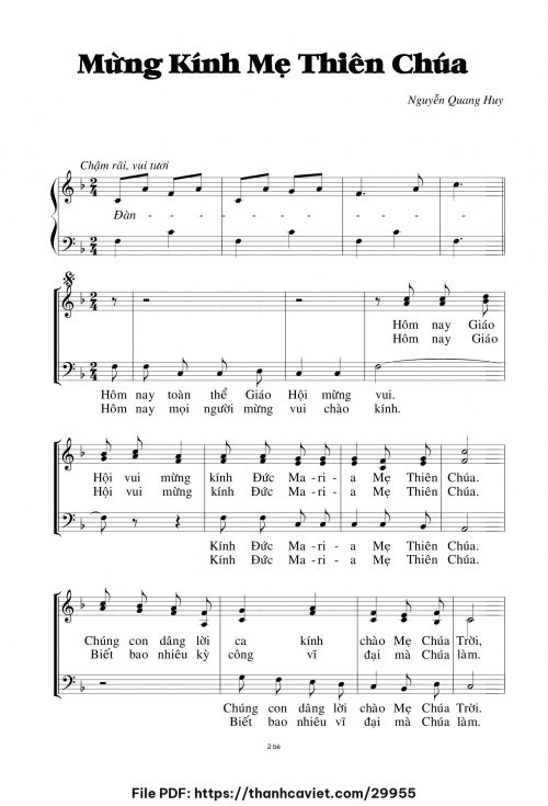 Mừng kính Mẹ Thiên Chúa - Nguyễn Quang Huy - trang 1