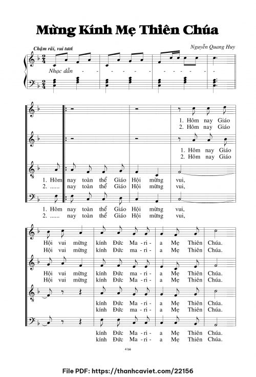Mừng kính Mẹ Thiên Chúa - Nguyễn Quang Huy - trang 1