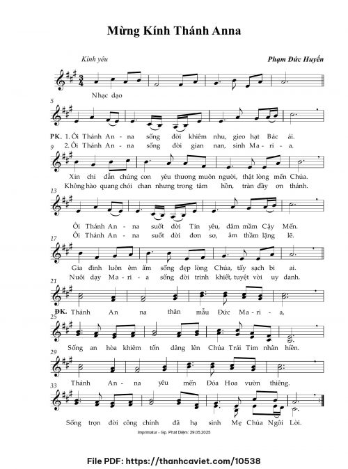 Mừng kính Thánh Anna - Phạm Đức Huyến - trang 1