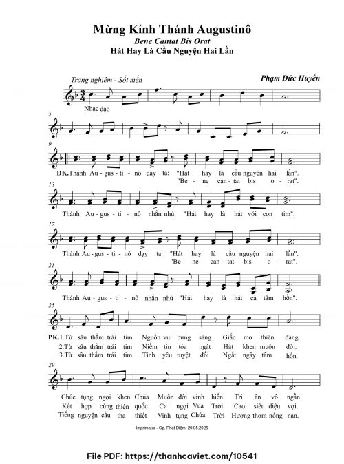 Mừng kính Thánh Augustinô - Phạm Đức Huyến - trang 1