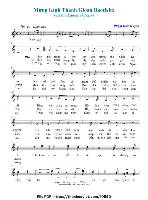 Mừng kính Thánh Gioan Baotixita - Phạm Đức Huyến - trang 1