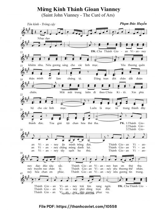 Mừng kính Thánh Gioan Vianney - Phạm Đức Huyến - trang 1