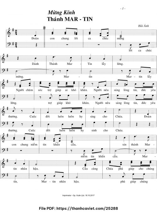 Mừng kính Thánh Martin - Hải Ánh - trang 1