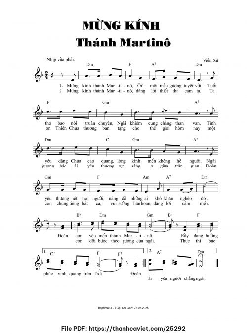 Mừng kính Thánh Martino - Viễn Xứ - trang 1