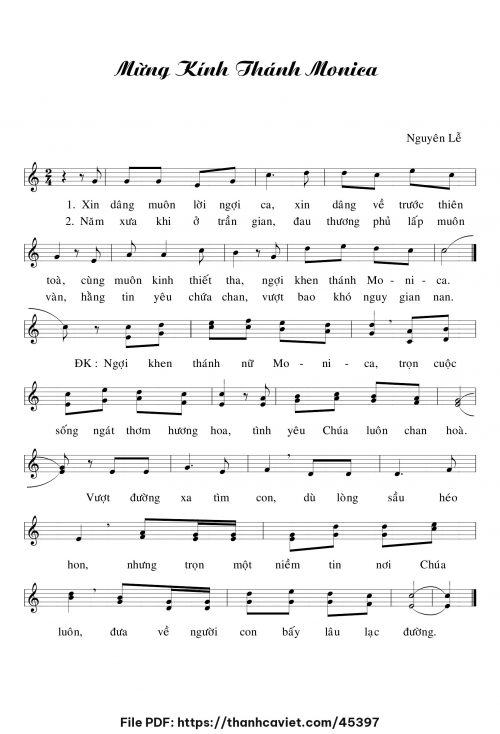 Mừng kính thánh Monica - Lm. Nguyên Lễ - trang 1
