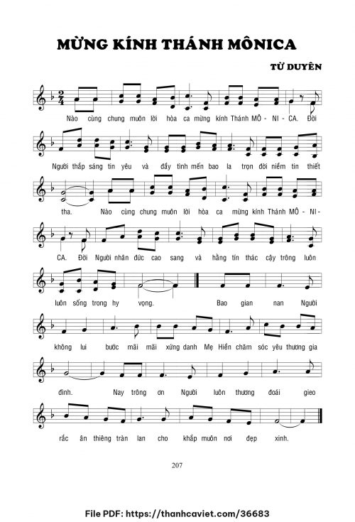 Mừng kính thánh Monica - Lm. Từ Duyên - trang 1