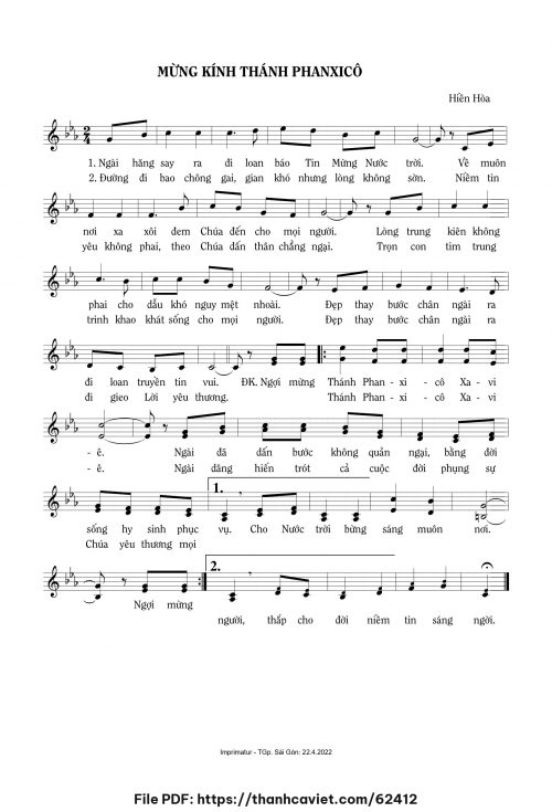 Mừng kính Thánh Phanxicô - Sr. Hiền Hòa - trang 1