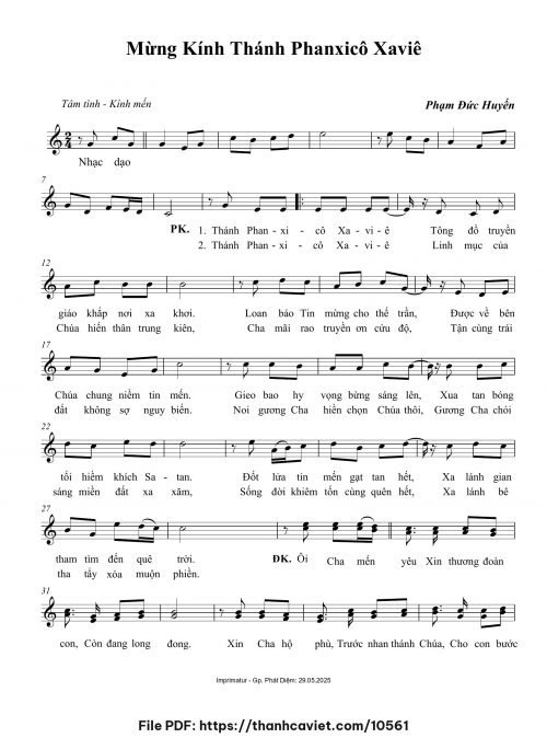 Mừng kính Thánh Phanxicô Xaviê - Phạm Đức Huyến - trang 1