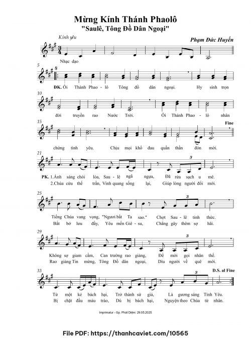 Mừng kính Thánh Phaolô - Phạm Đức Huyến - trang 1