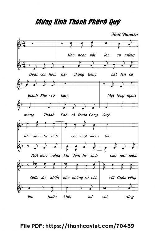 Mừng kính Thánh Phêrô Quý - Lm. Thái Nguyên - trang 1