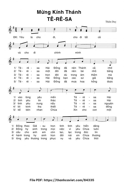 Mừng kính Thánh Têrêsa - Thiên Duy - trang 1