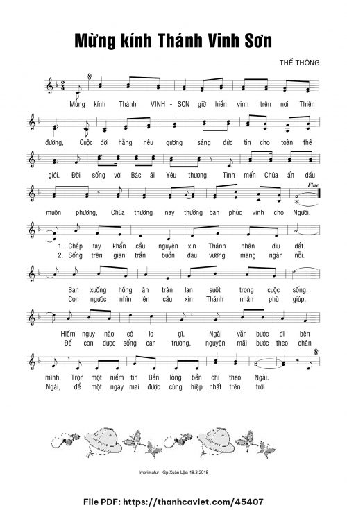 Mừng kính Thánh Vinh Sơn - Thế Thông - trang 1