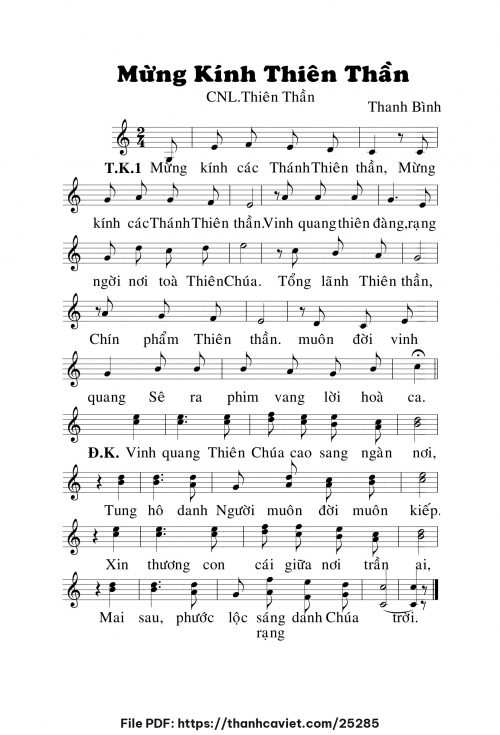 Mừng kính Thiên Thần - Lm. Thanh Bình - trang 1