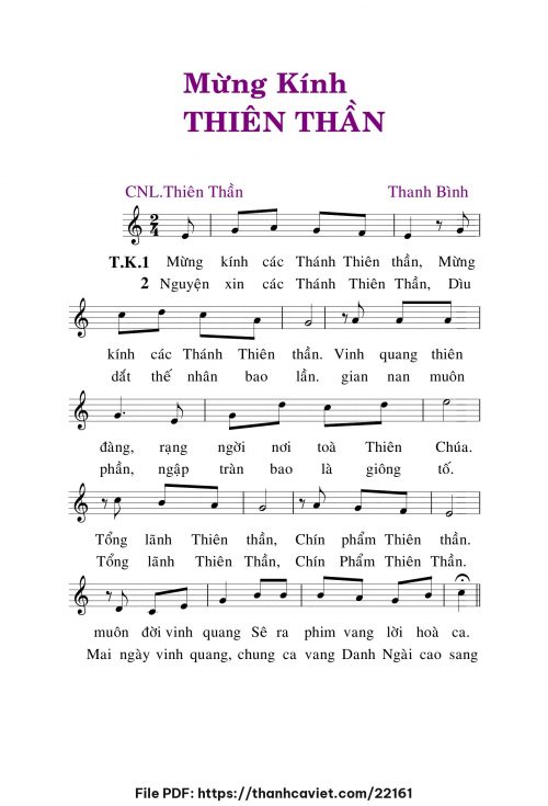 Mừng kính Thiên Thần - Lm. Thanh Bình - trang 1
