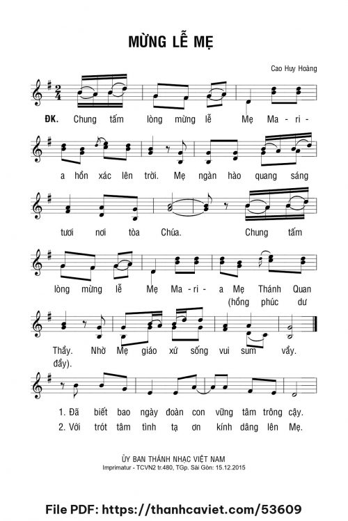 Mừng Lễ Mẹ - Cao Huy Hoàng - trang 1