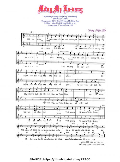 Mừng Mẹ La Vang - Đặng Ngọc Ẩn - trang 1