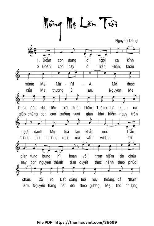 Mừng Mẹ lên trời - Nguyên Dũng - trang 1