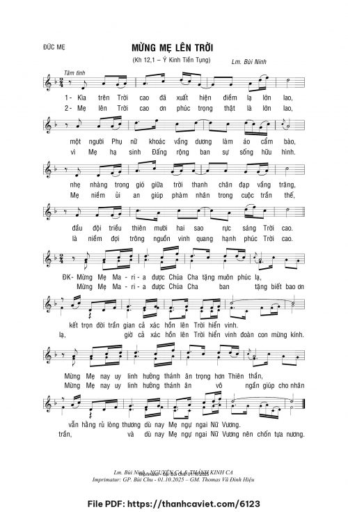 Mừng Mẹ lên trời - Lm. Bùi Ninh - trang 1