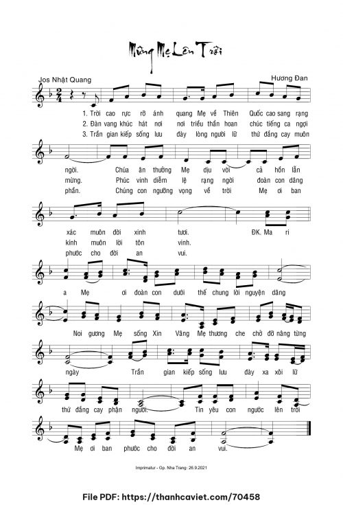 Mừng Mẹ lên trời 2 - Sr. Hương Đan - Thơ: Jos Nhật Quang - trang 1
