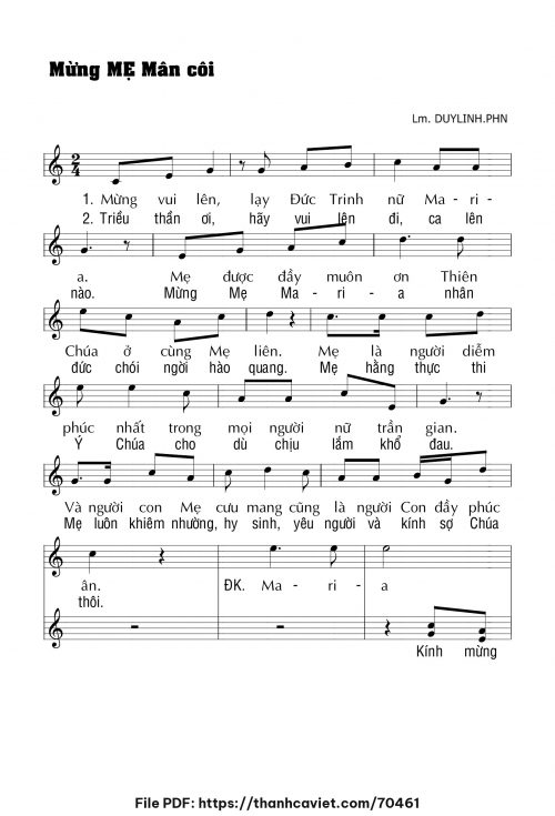 Mừng Mẹ Mân Côi - Lm. DUYLINH.PHN - trang 1