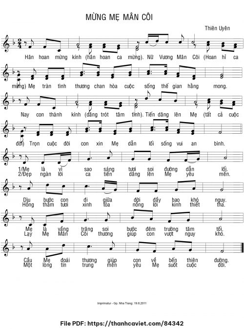 Mừng Mẹ Mân Côi - Sr. Thiên Uyên - trang 1