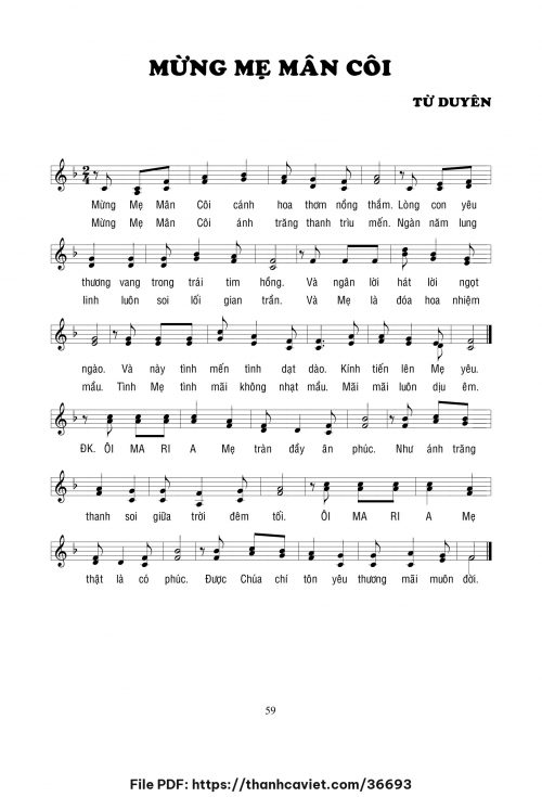 Mừng Mẹ Mân Côi - Lm. Từ Duyên - trang 1