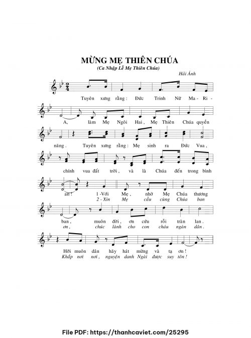 Mừng Mẹ Thiên Chúa - Hải Ánh - trang 1
