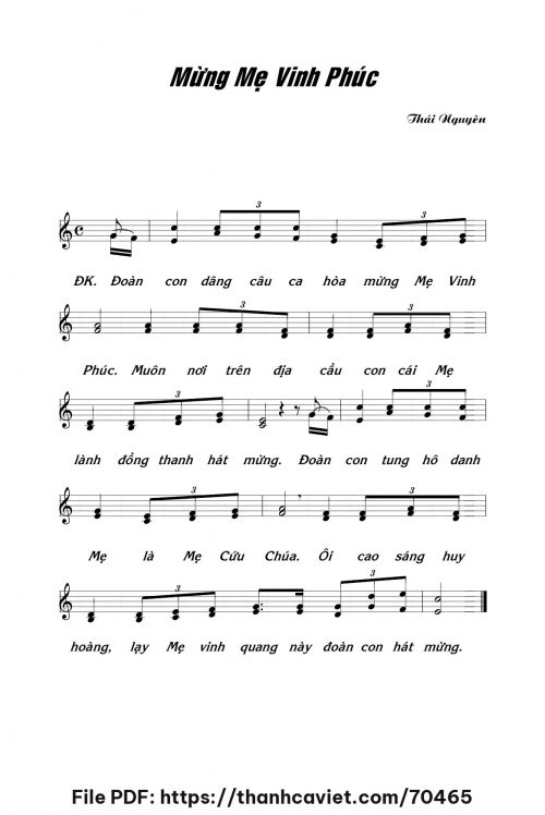 Mừng Mẹ vinh phúc - Lm. Thái Nguyên - trang 1