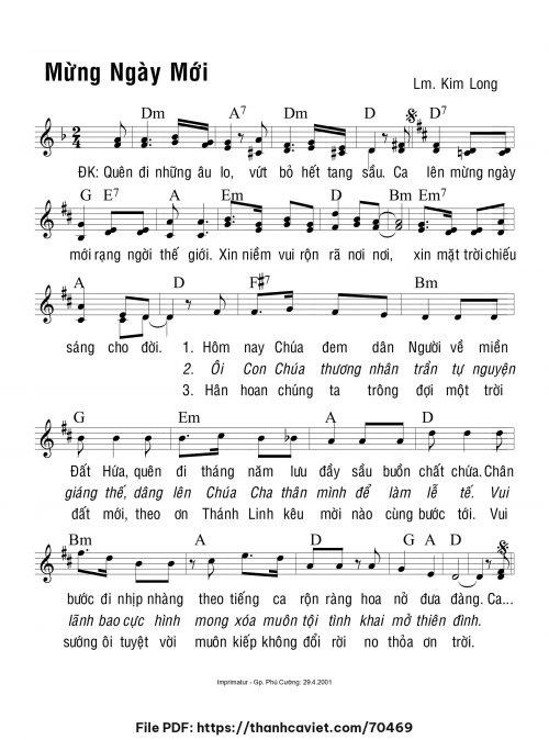 Mừng ngày mới - Lm. Kim Long - trang 1