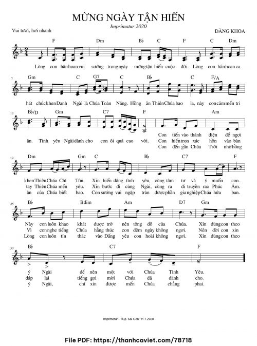 Mừng ngày tận hiến - Đăng Khoa - trang 1