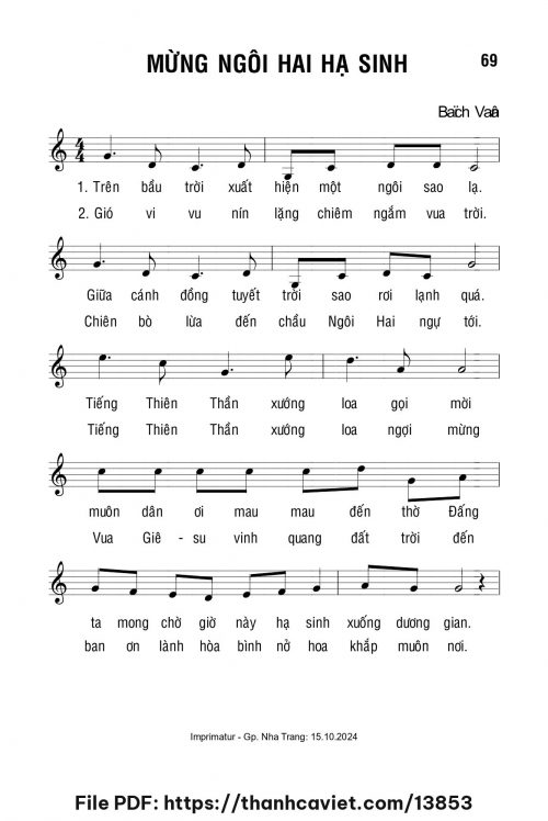 Mừng Ngôi Hai hạ sinh - Lm. Bạch Vân - trang 1