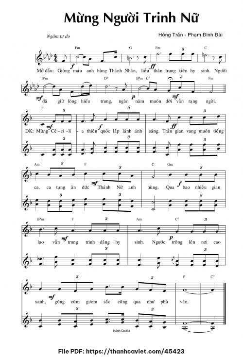 Mừng người trinh nữ - Hồng Trần Phạm Đình Đài - trang 1