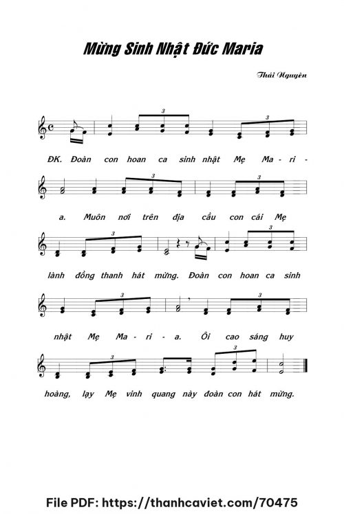 Mừng Sinh Nhật Đức Maria - Lm. Thái Nguyên - trang 1