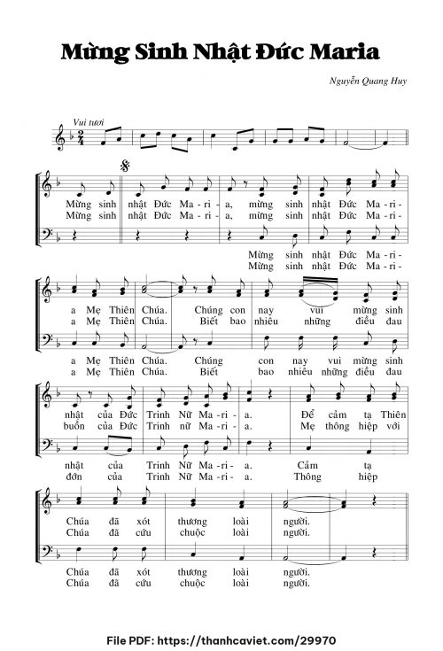 Mừng sinh nhật Đức Maria - Nguyễn Quang Huy - trang 1